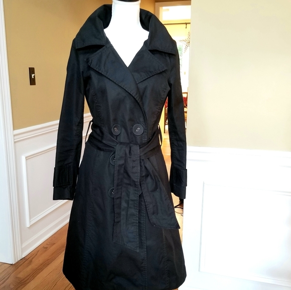 Zara Jackets & Blazers - Zara High-collared Black Trench Coat Jacket Medium